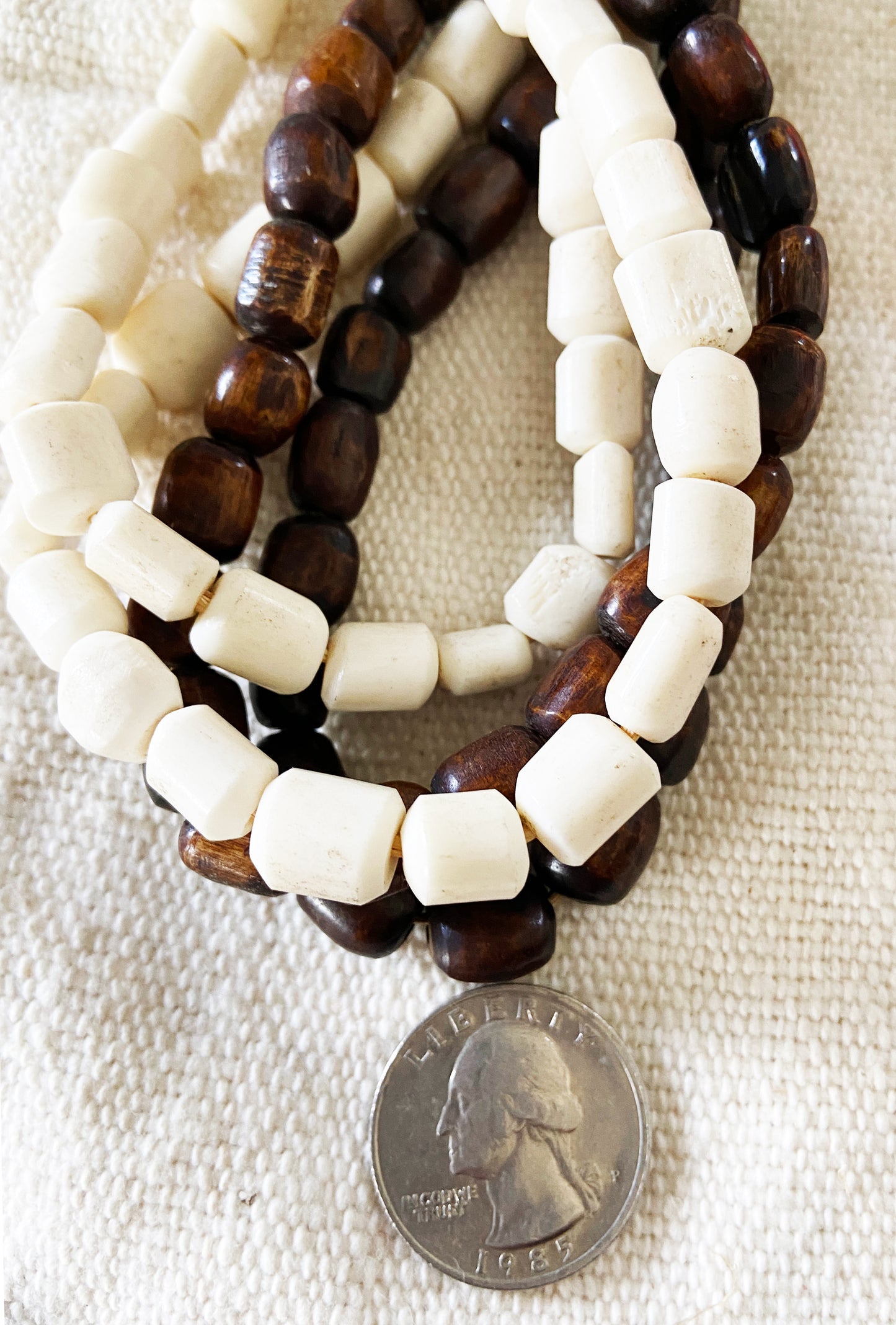 #1853 Set/ 4 African Bone Trading Beads 24" L