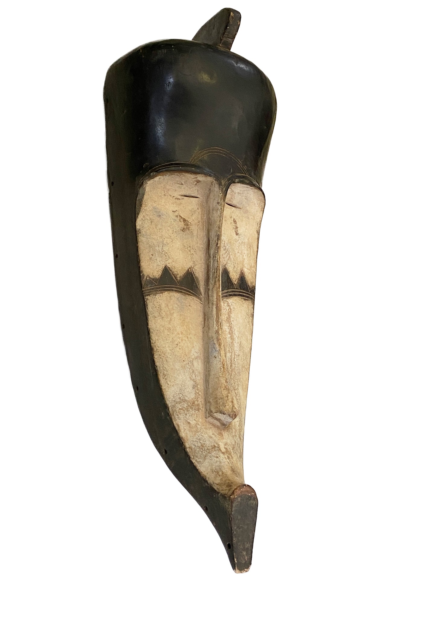 # 3459 Lg Fang Mask Elongated Face Gabon African Mask 31.25" H
