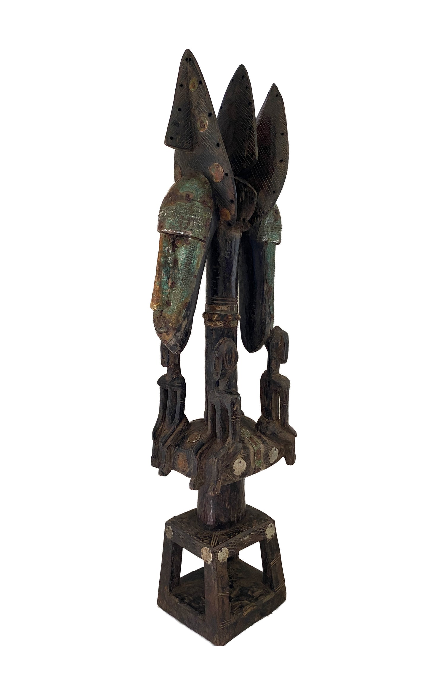 #3764 Rare Old Carved Wood Dogon /Marka tribe Figural Tellem Sculpture 35.5" H