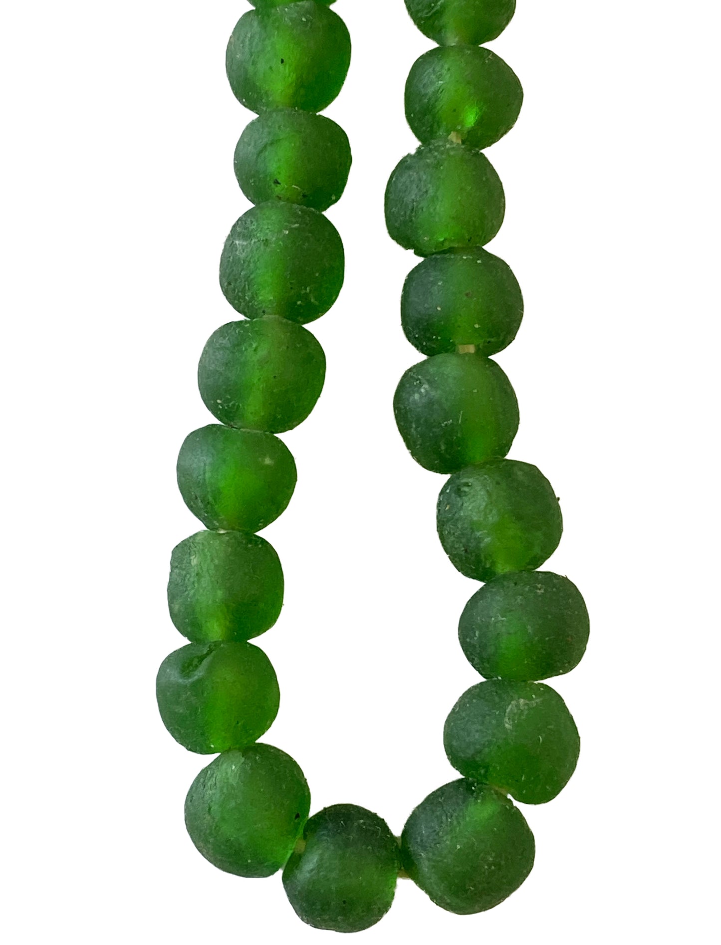 #2288 African Emerald Color Glass Trading Beads String