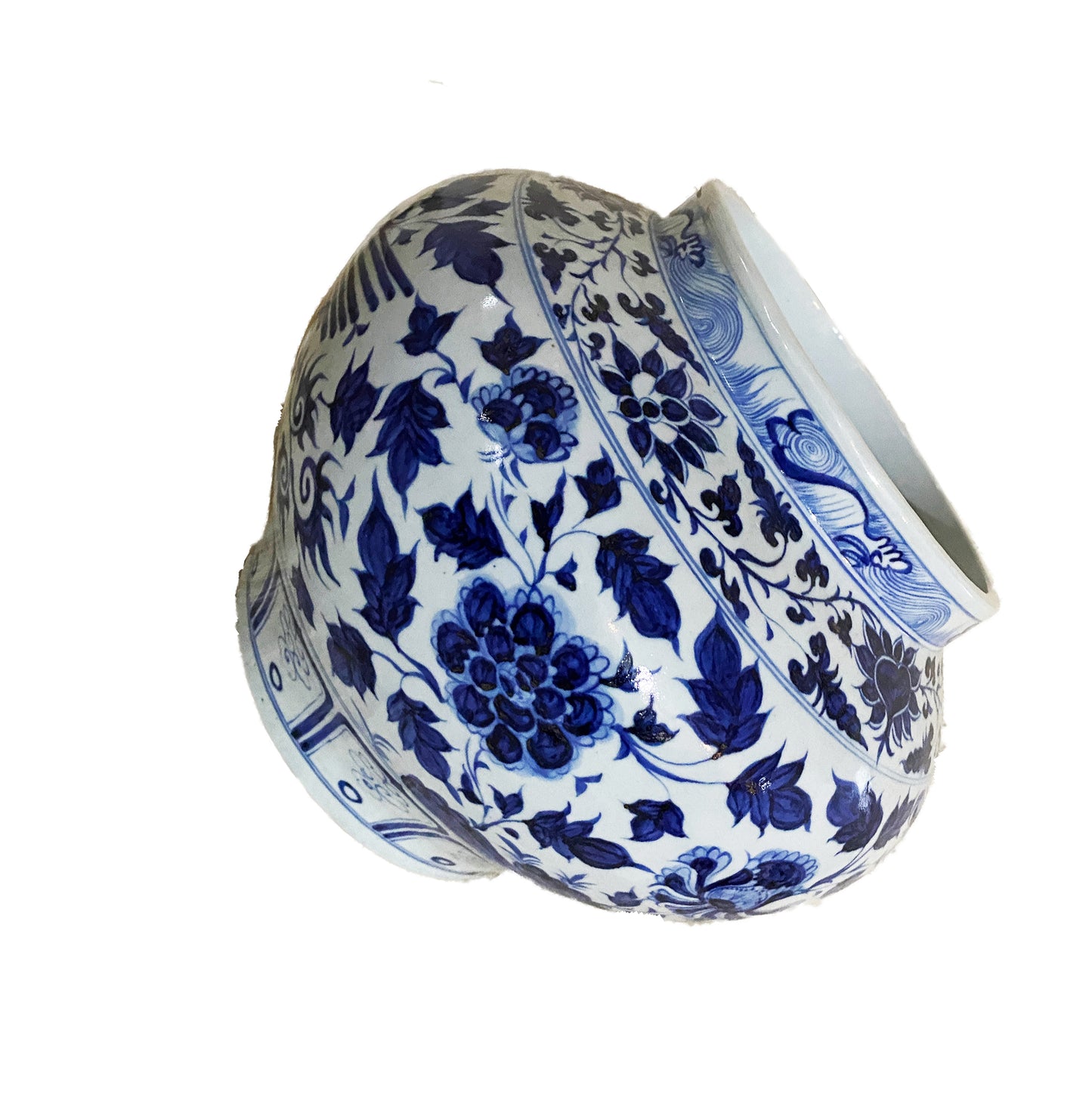 #3713 Ming Style Chinoiserie Blue and White Vase 11" H