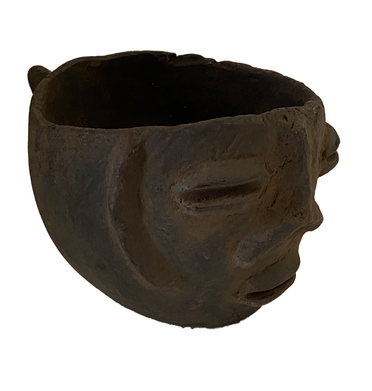 #3745 African Kuba Wooden Cup Figural Head Congo