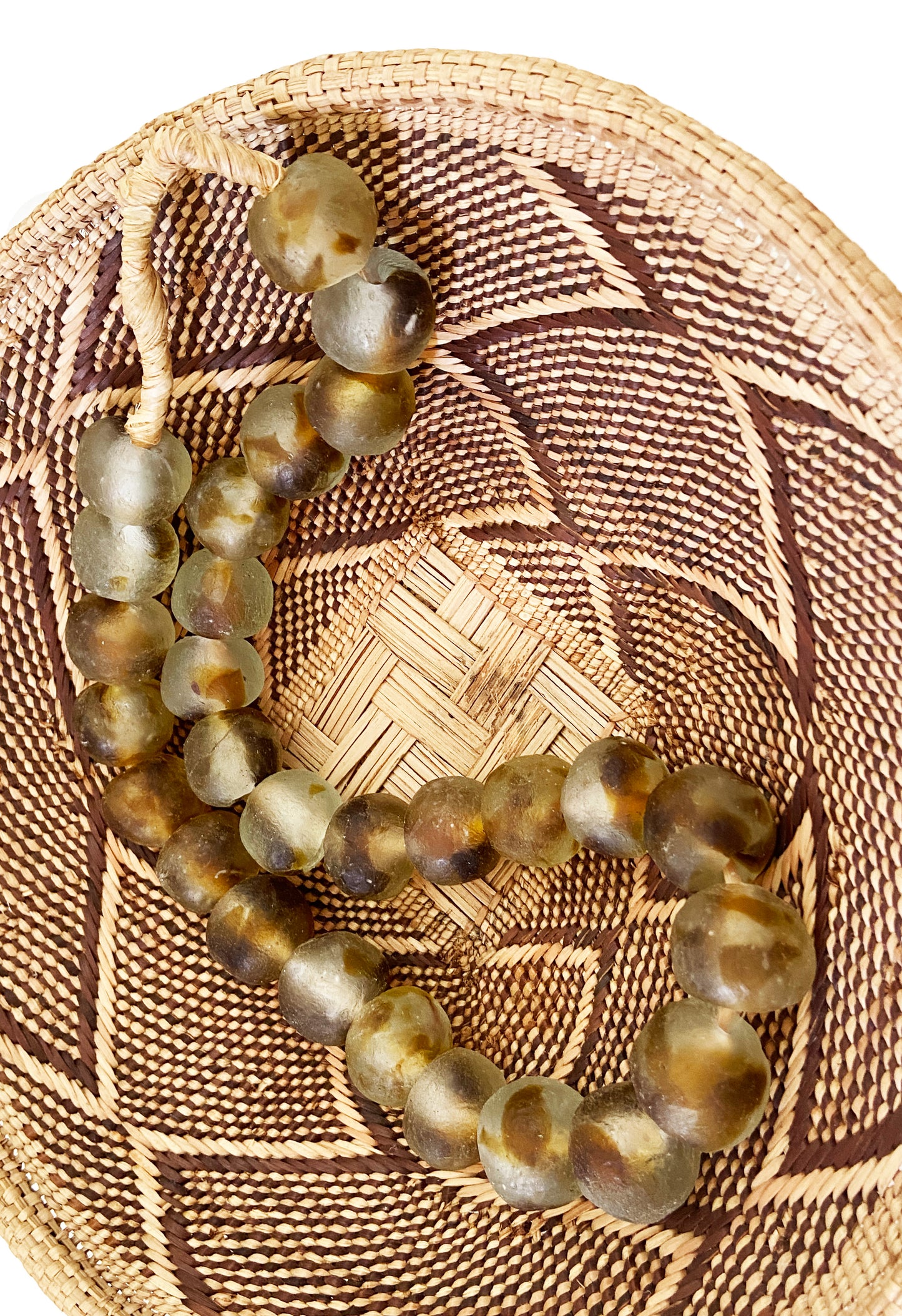 #3342 African Lg GlassTrading Beads Necklace 27" H