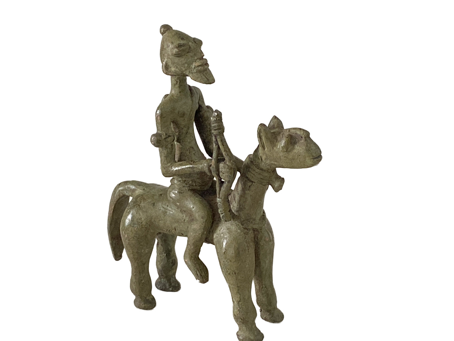 # 3408  Superb African Dogon Bronze Horseman 7" h