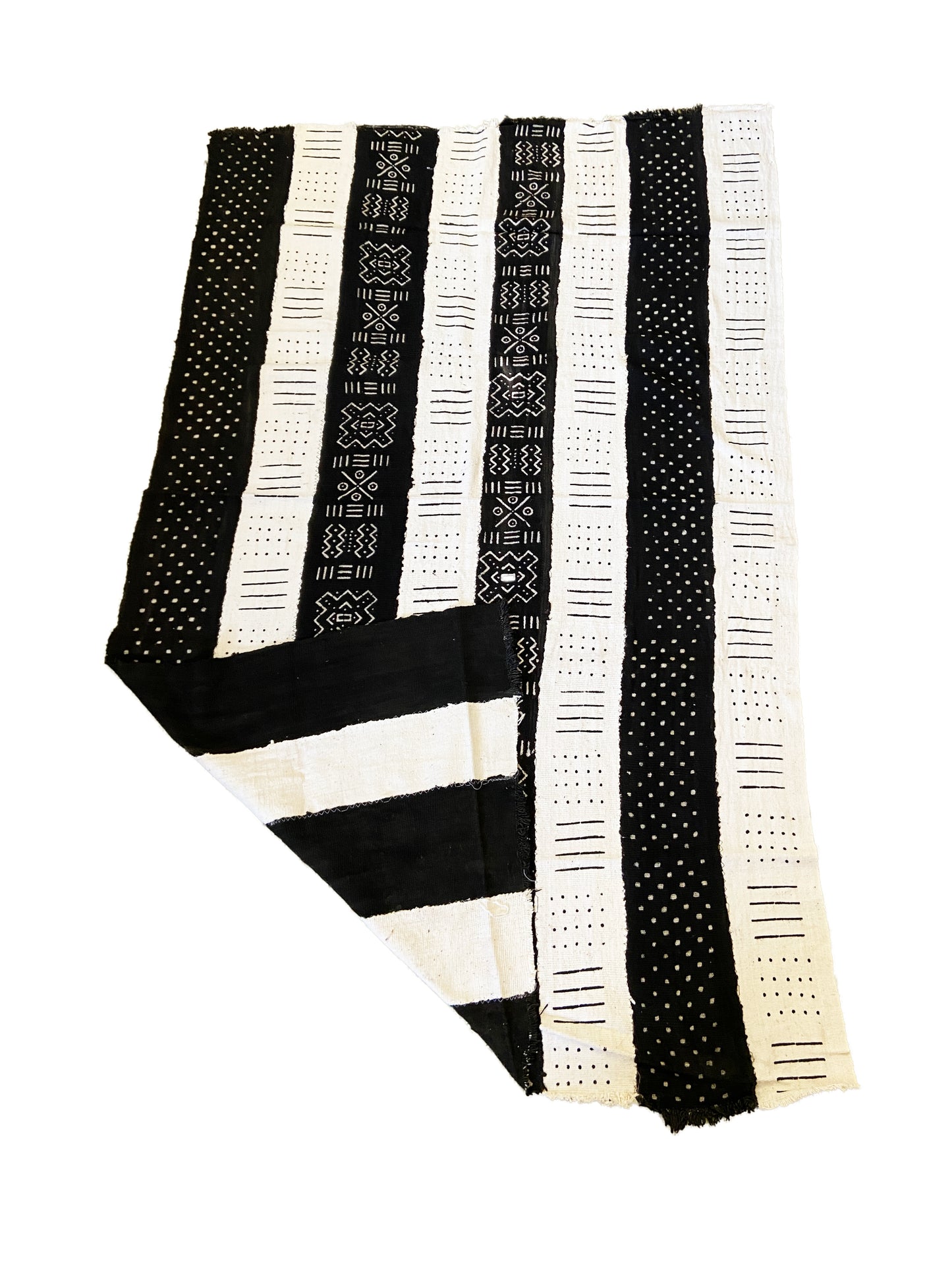 African Bogolan Black & White Mud Cloth Textile # 3079