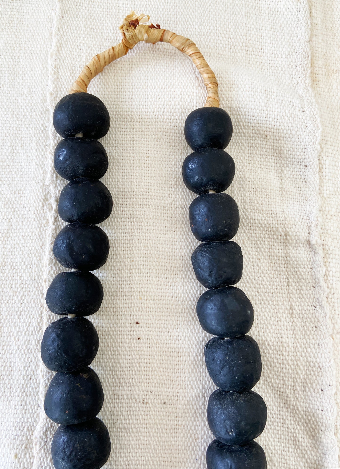 #1850 African Jumbo GlassTrading Beads Necklace 28" H