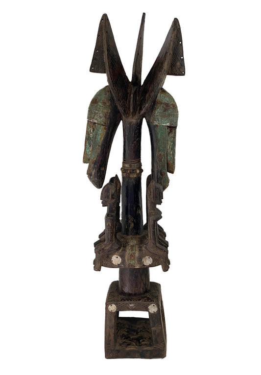 #3764 Rare Old Carved Wood Dogon /Marka tribe Figural Tellem Sculpture 35.5" H