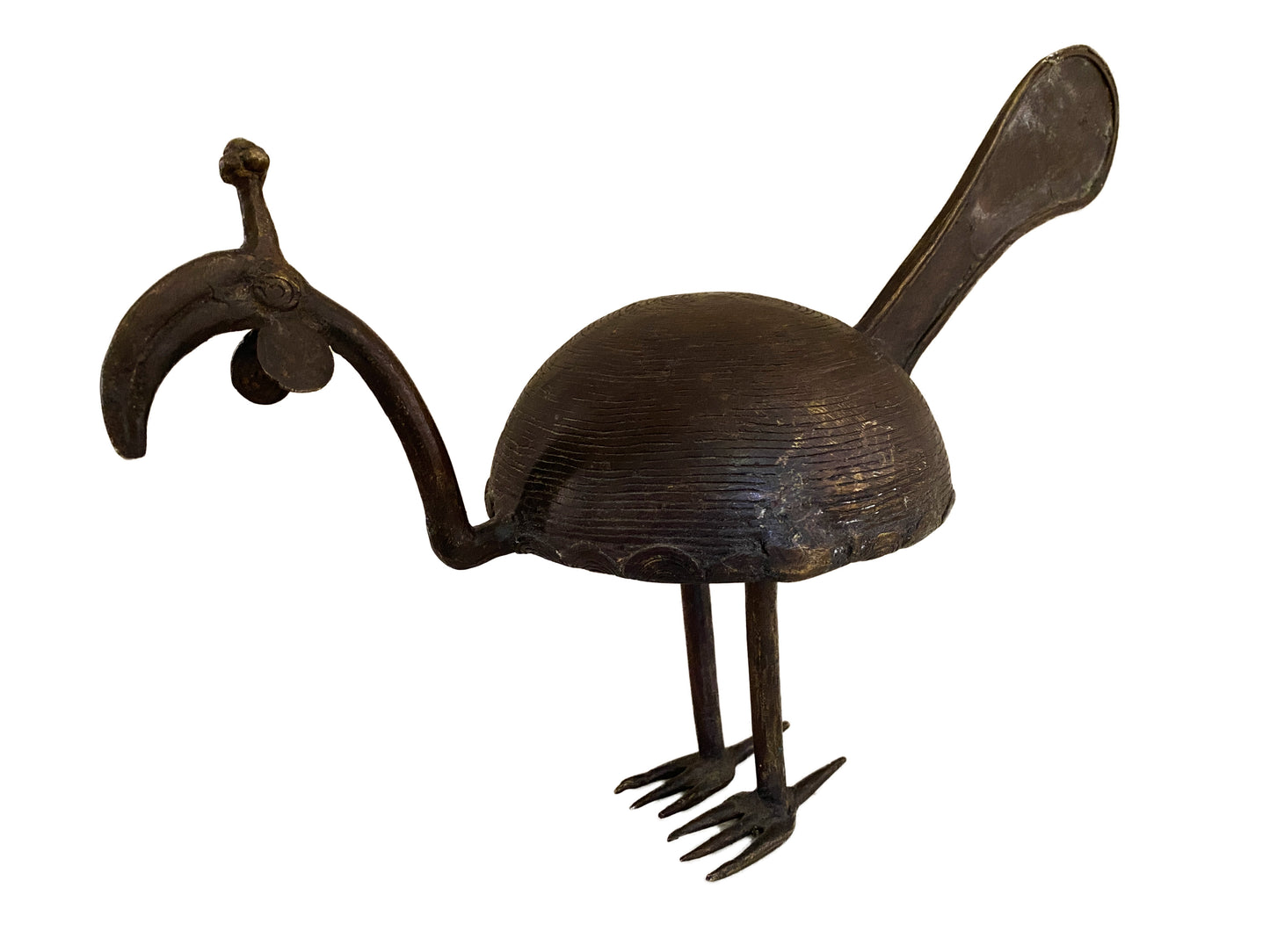 #3677 Lg Bronze Ahanti Bird Sculpture Ghana