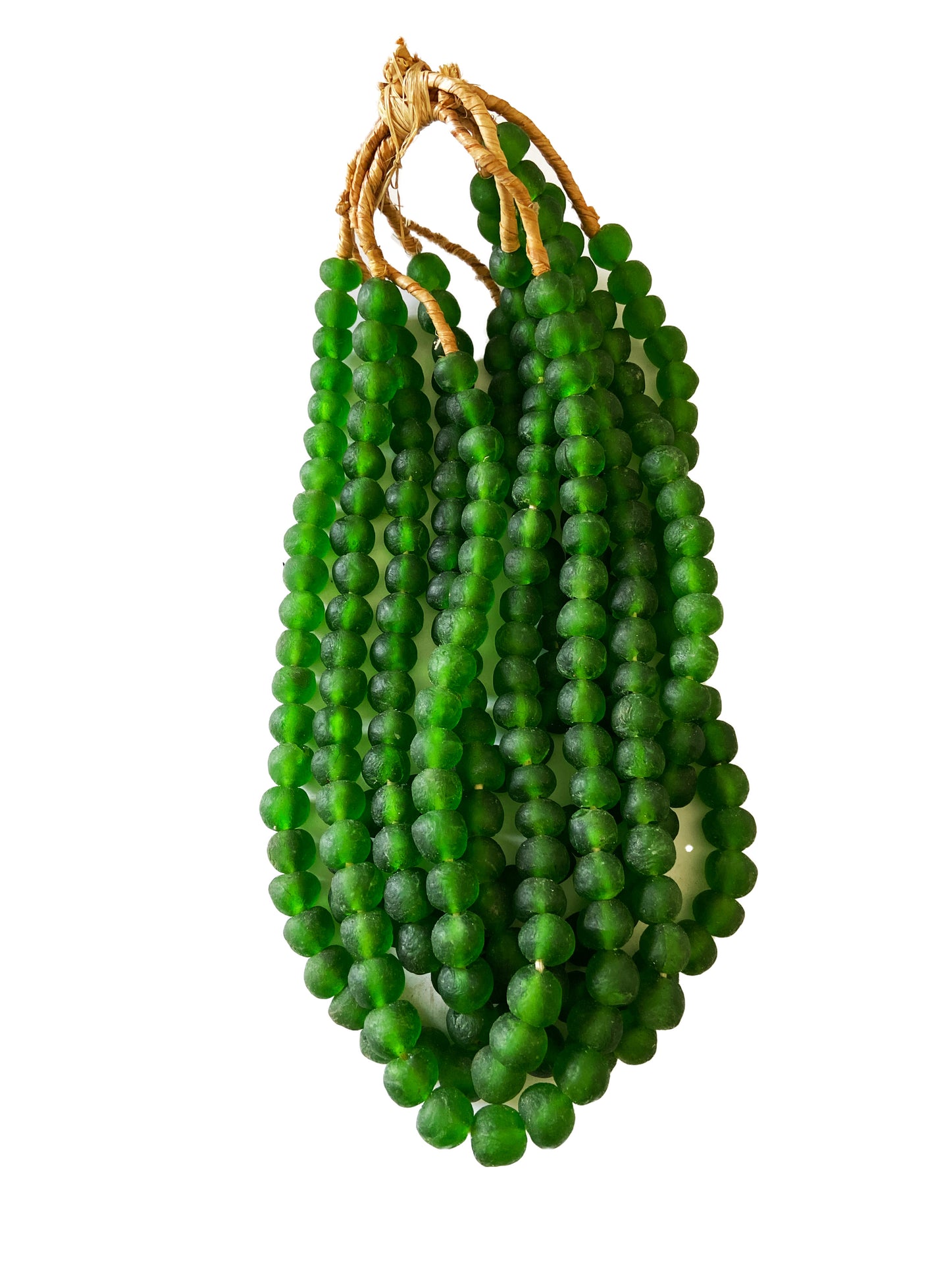 #2289 African Emerald Glass Trade Beads S/6