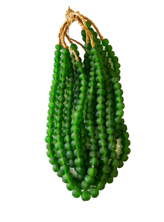 #2289 African Emerald Glass Trade Beads S/6