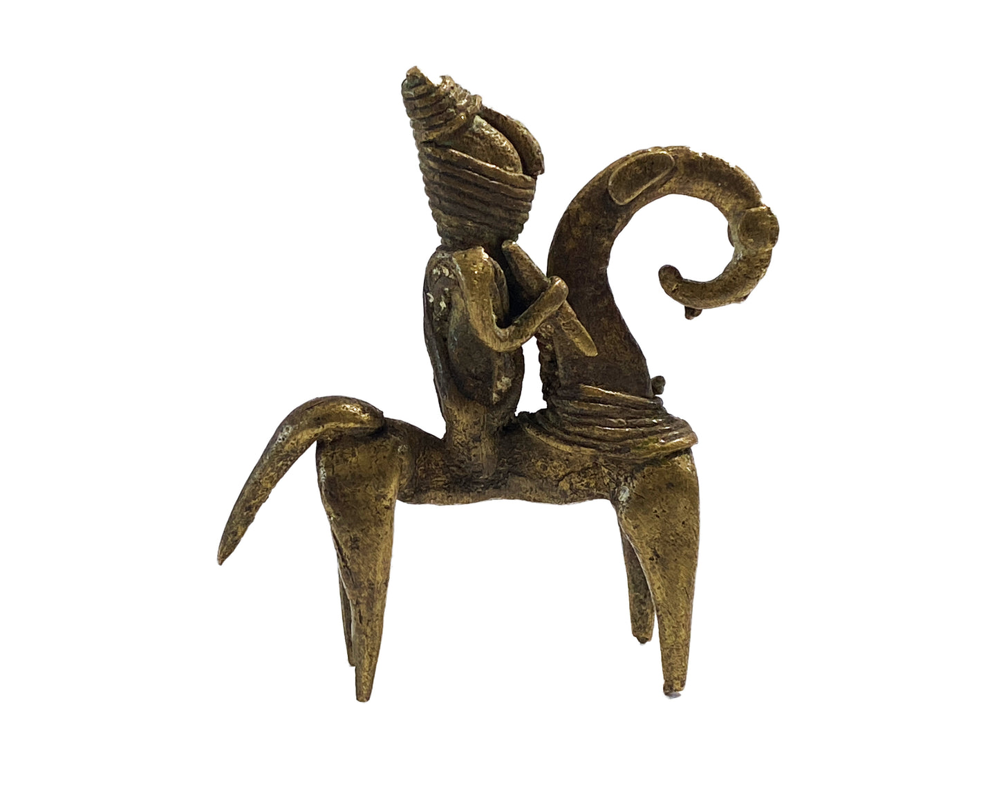 #4157 African Dogon Bronze Horseman Gold Weight Mali  3" H