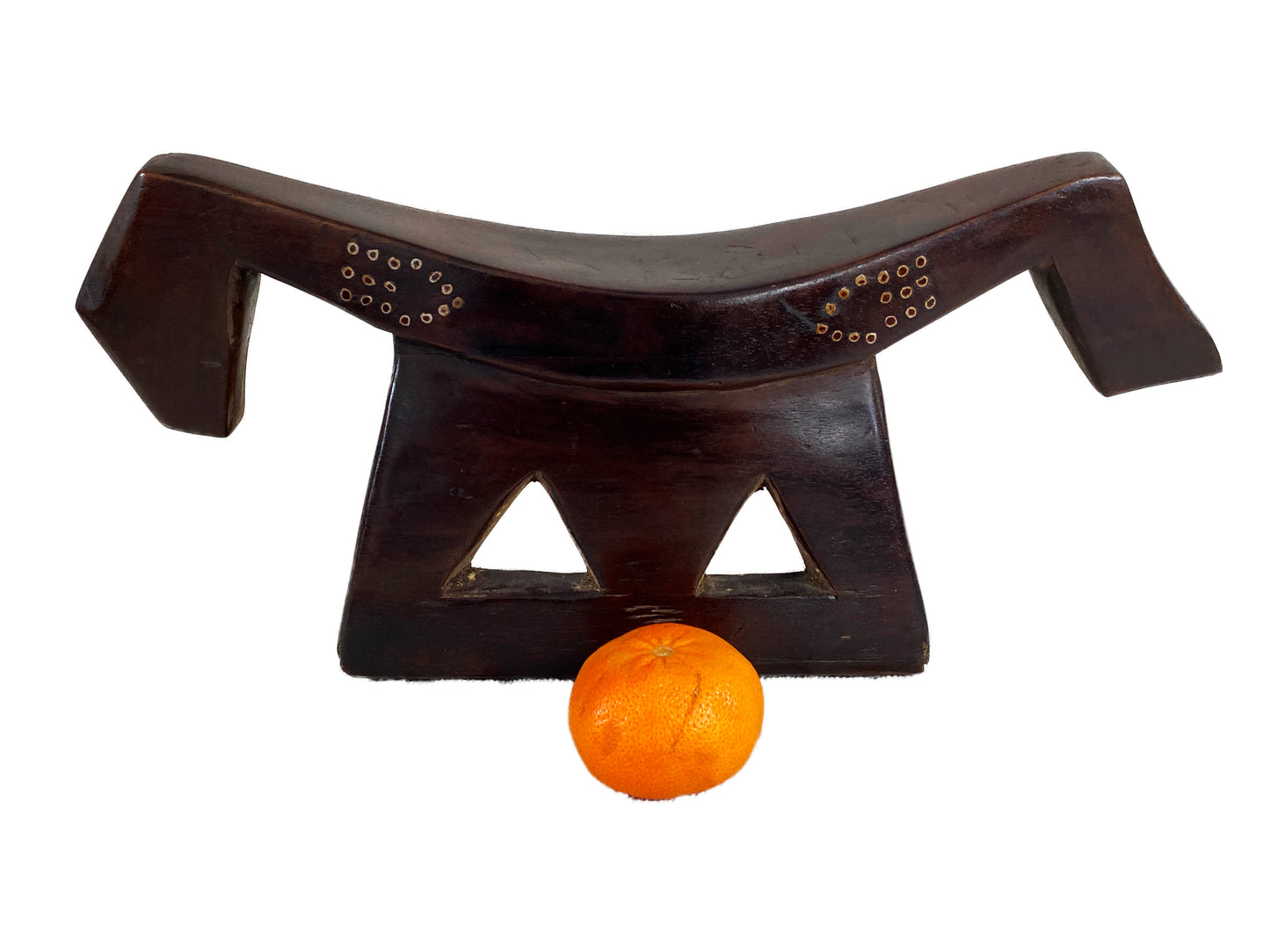 #4319 Superb Old Dinka Headrest W/ Metal Studs South Sudan African 17.25" W