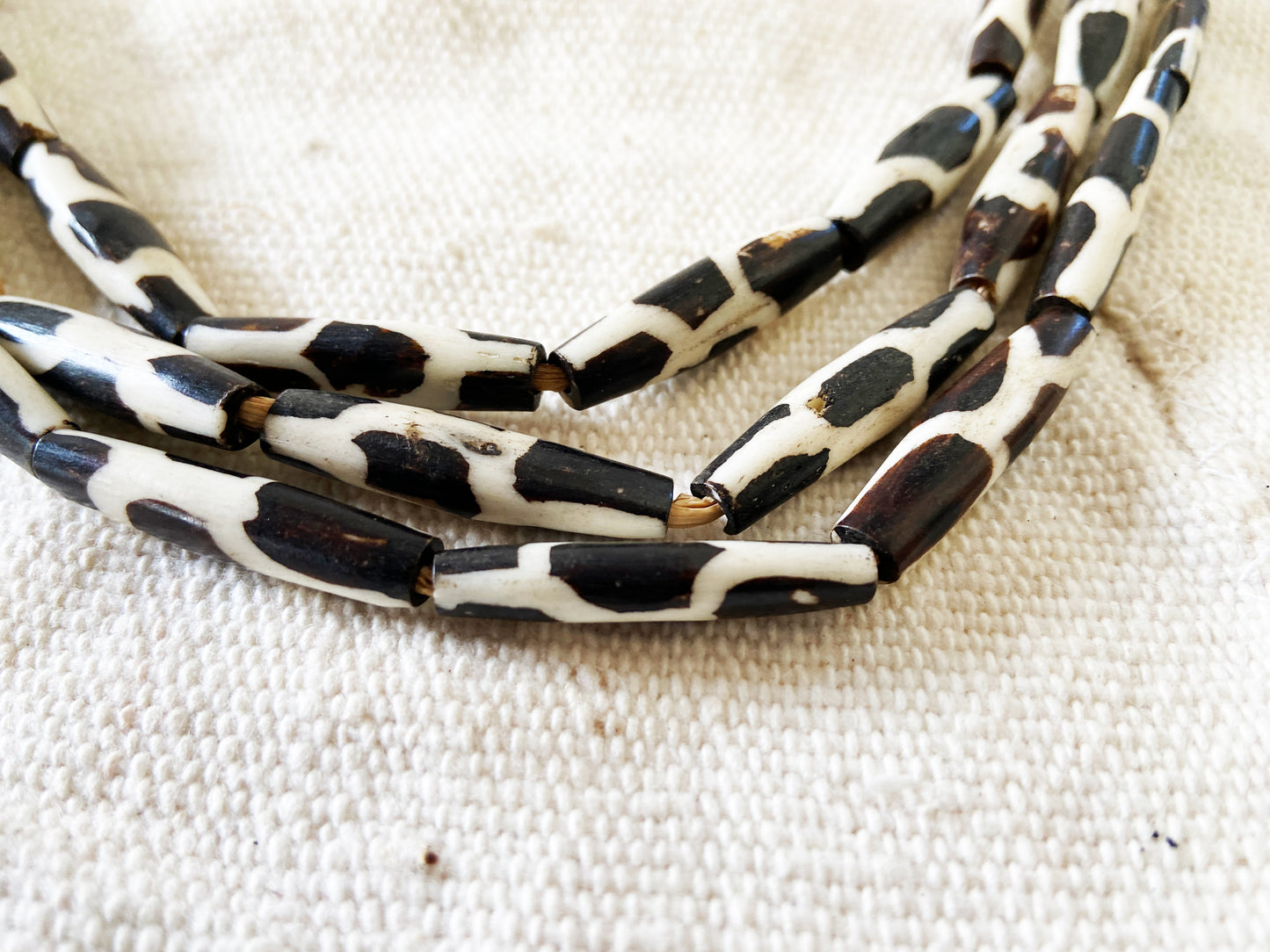 #1852 Set/3 African Bone Trading Beads 30" L
