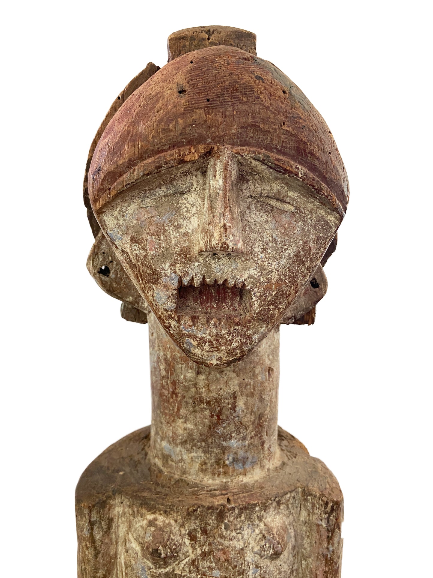 #8182 Rare African ambete reliquary Statue  Gabon on a custom wood stand 30.5" h