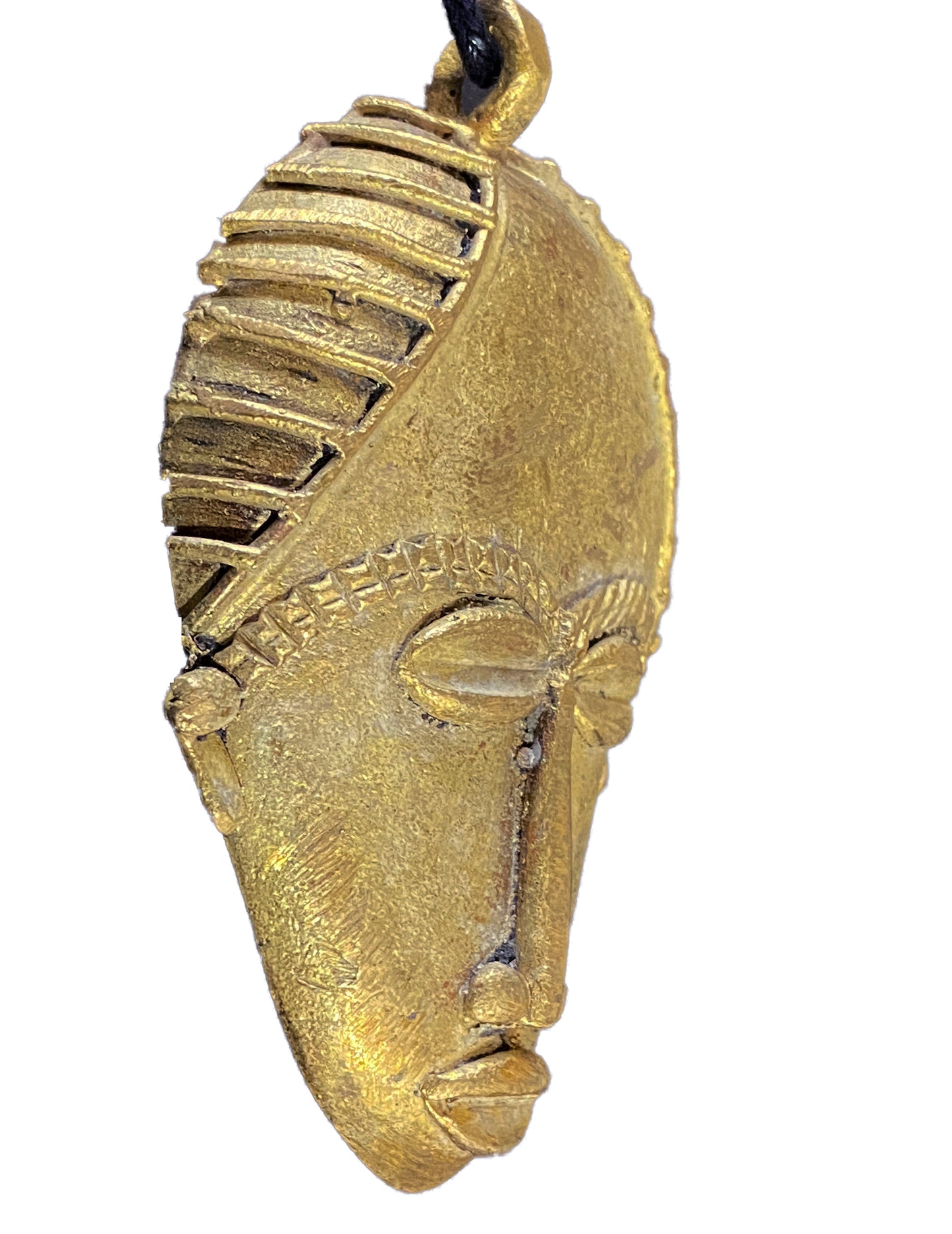 #4338 African Baule Gold Weight Passport/Pendant Bronze Mask 3.5" h