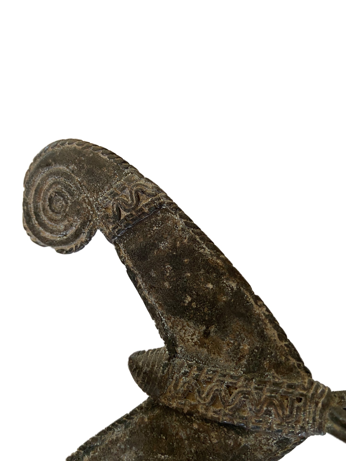 #2012 Rare old / used Bwaba Burkina Faso brass/bronze amulet pendant of a chameleon