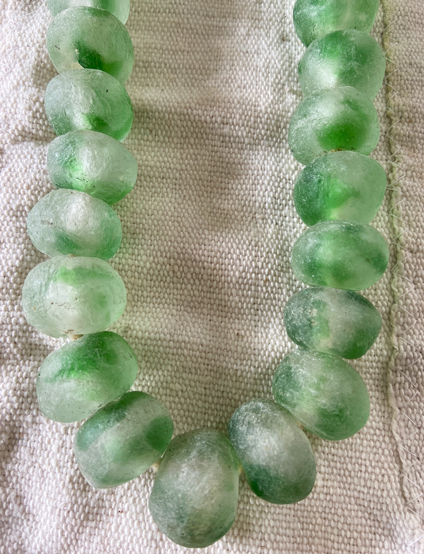 #1849 African Jumbo GlassTrading Beads Necklace 28" H