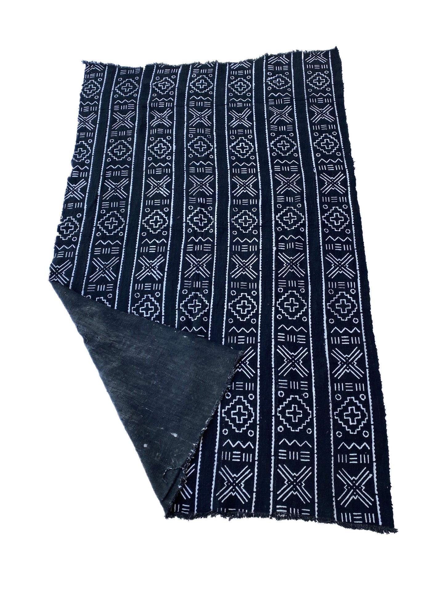 # 3854 African Black and White Mud Cloth Textile Mali 42" by 68"