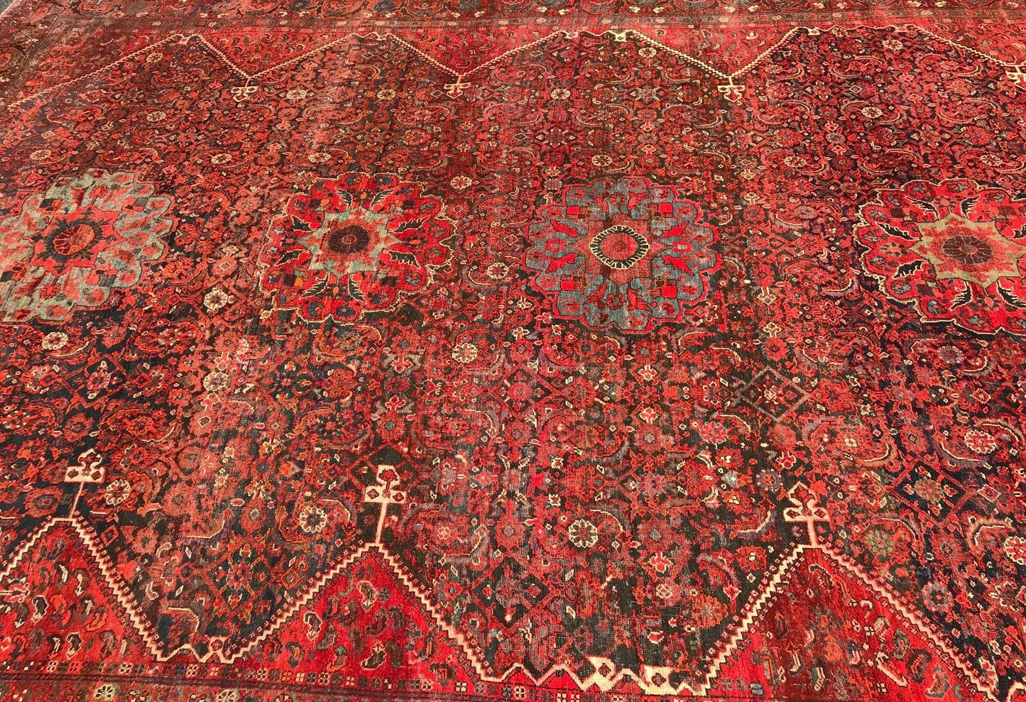 #1915 Stunning 19th C Palace Size Tribal Kamseh Rug 10' x 16'
