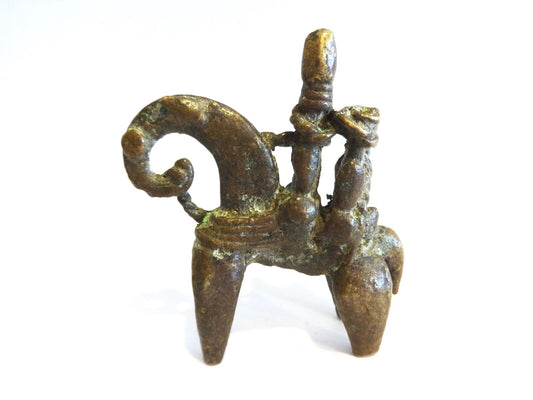 #996 African Dogon Bronze Horseman Gold Weight Mali 2" H
