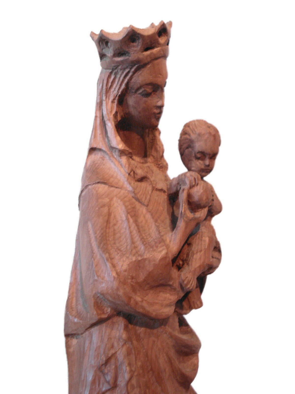 #190 Old circa 1950 Santos Crowned Virgin Mary/Madona Holding Baby Jesus
