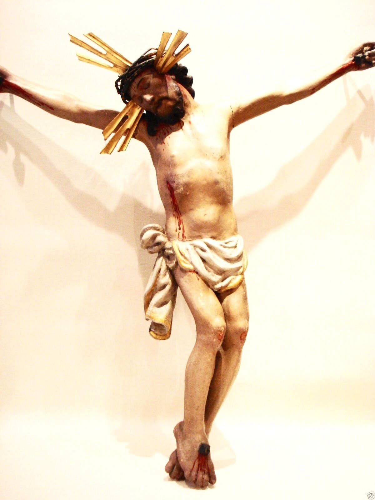 #2008 LG Austrian Santos Late 18th Carved Wood Jesus Christ Corpus Christi 30" 1/2 H
