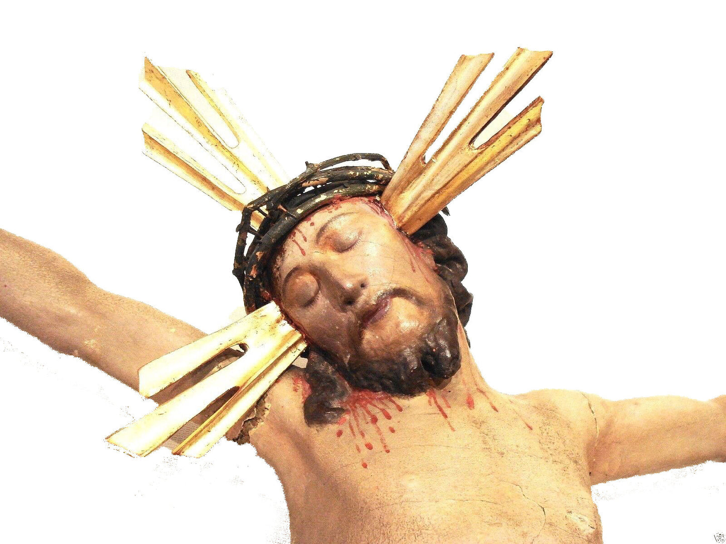 #2008 LG Austrian Santos Late 18th Carved Wood Jesus Christ Corpus Christi 30" 1/2 H