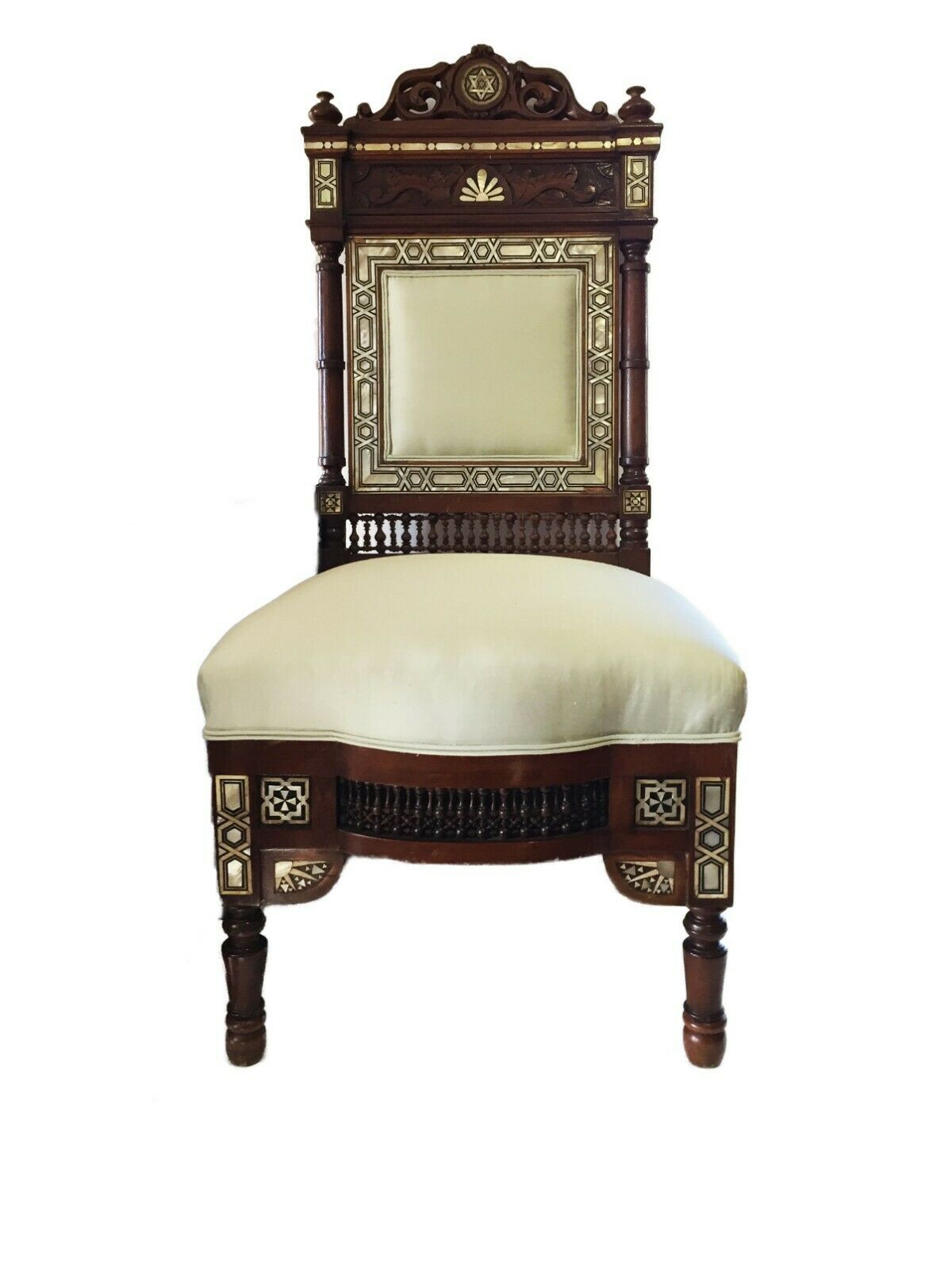 #1752 Museum Quality 19th C Moorish/Middle Eastern chair 41" H