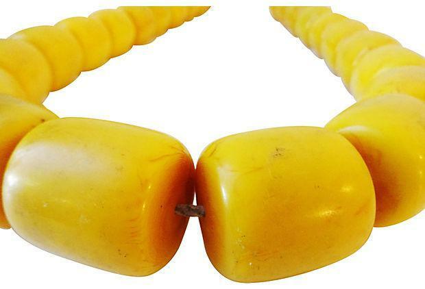 #ok117 FABULOUS RARE LARGE  African AMBAR / AMBER YELLOW  25 beads 1" 1/2