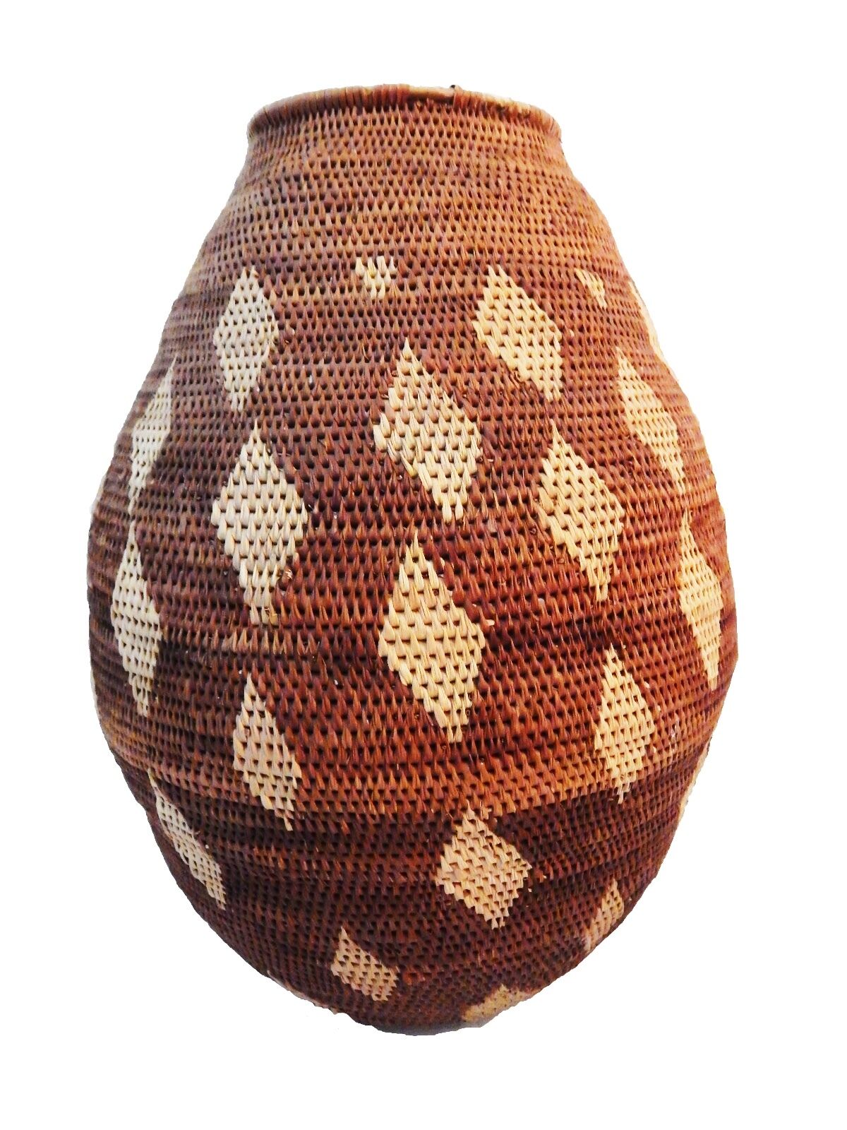 #ABV1 Large Vintage Botswana Handmade  African Basket Primitives Folk Art 14.5"h