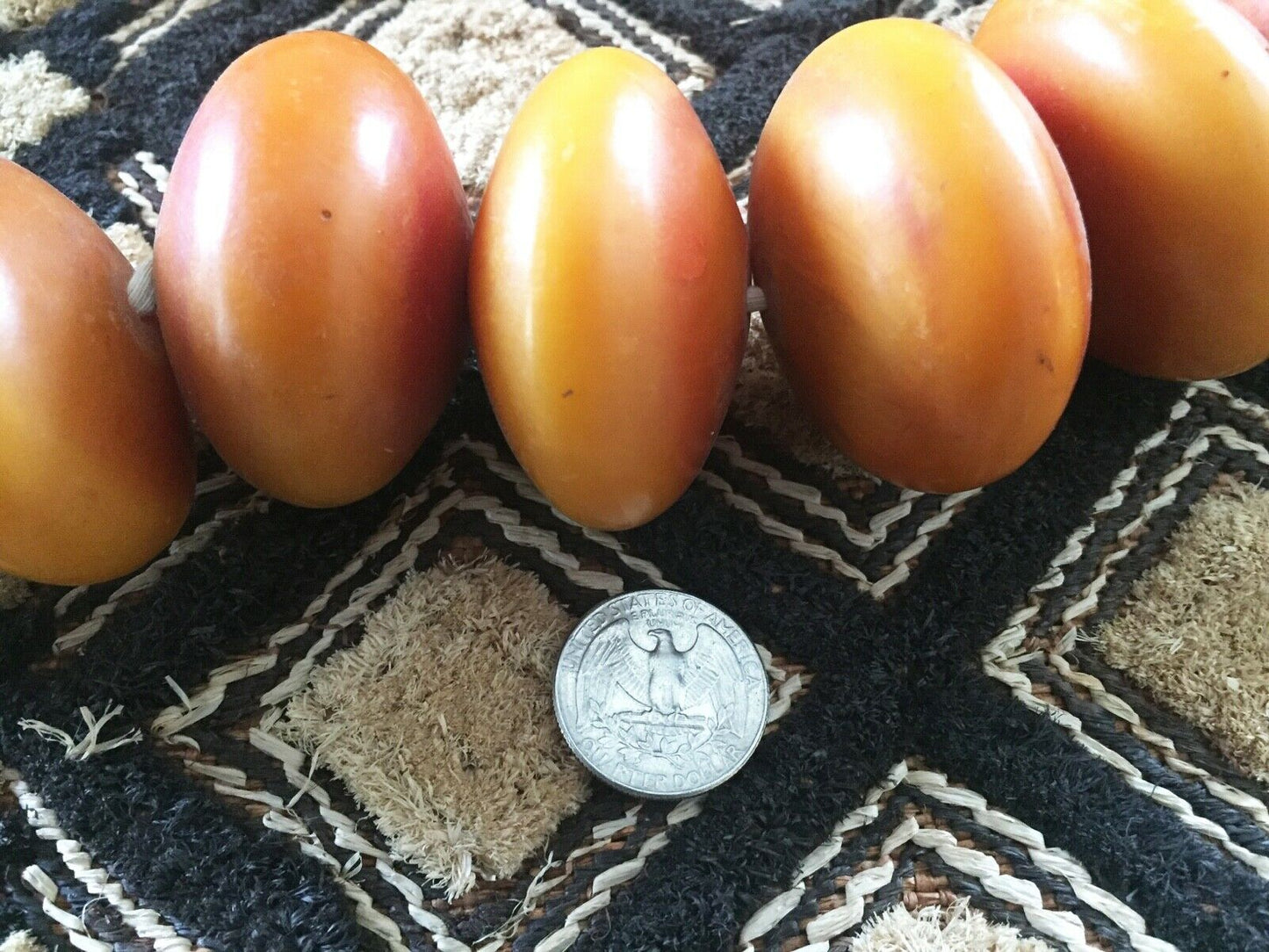 #591 Jumbo African Currency  32 Amber Beads Nigeria