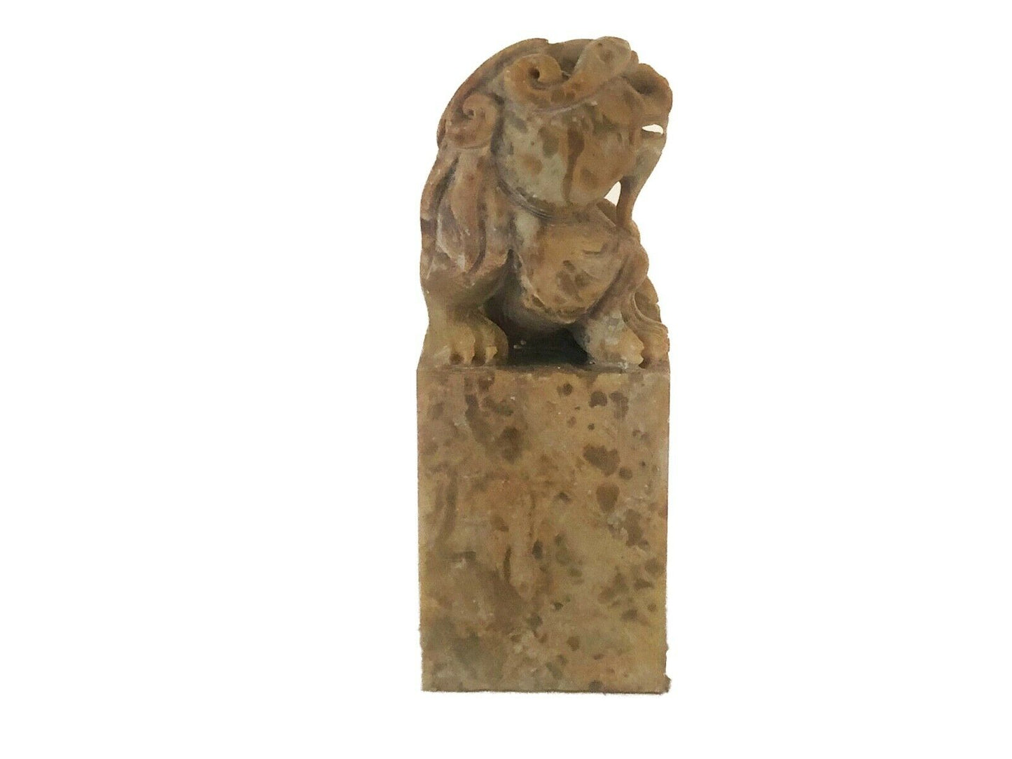 Superb Chinese Soap Stone Ink Stamp Seal W/ Foo/Fortune Dog 3.5" H