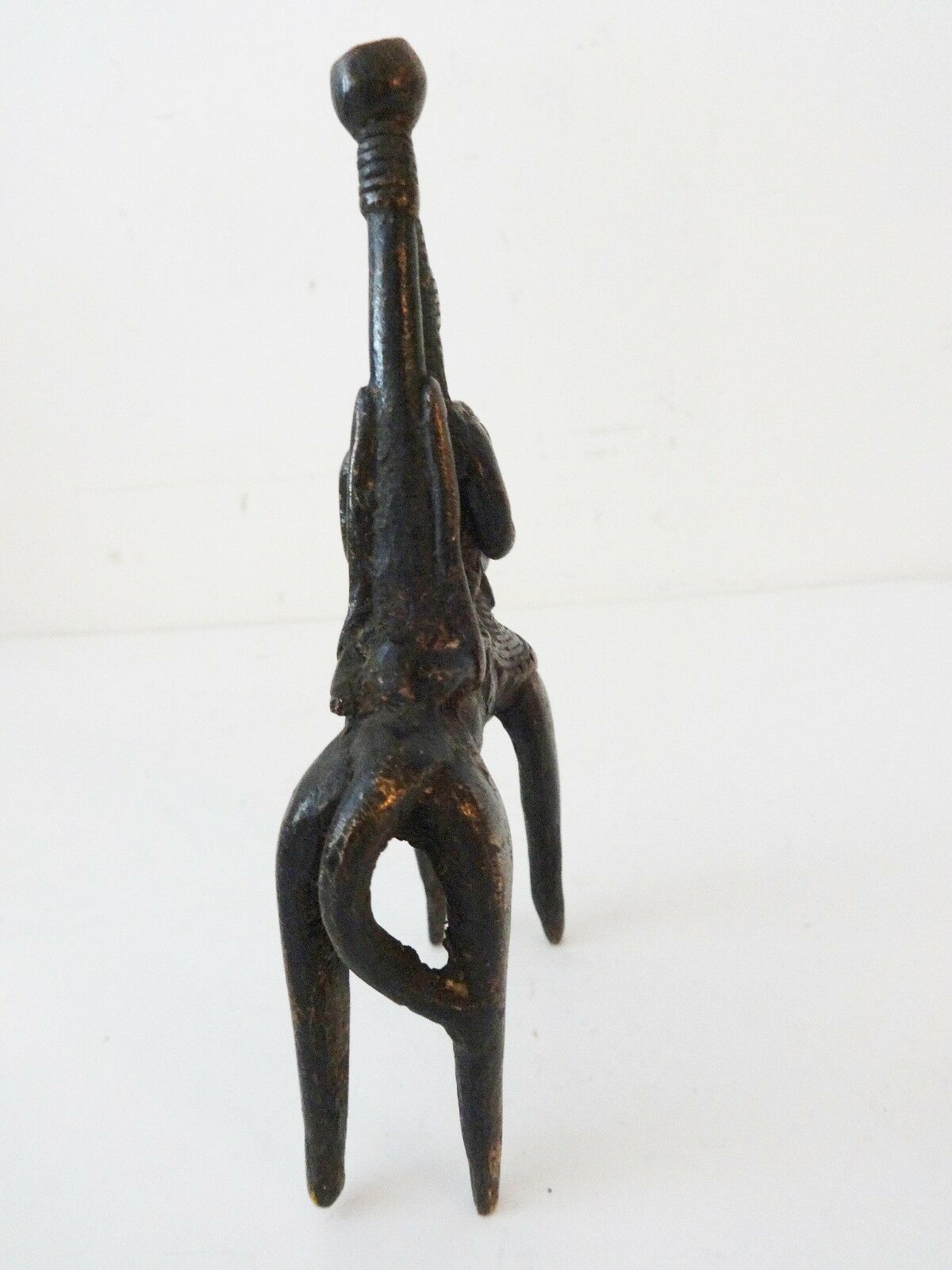 #993  African Dogon Bronze Horseman Cast Handmade Mali 4" W by 5" H