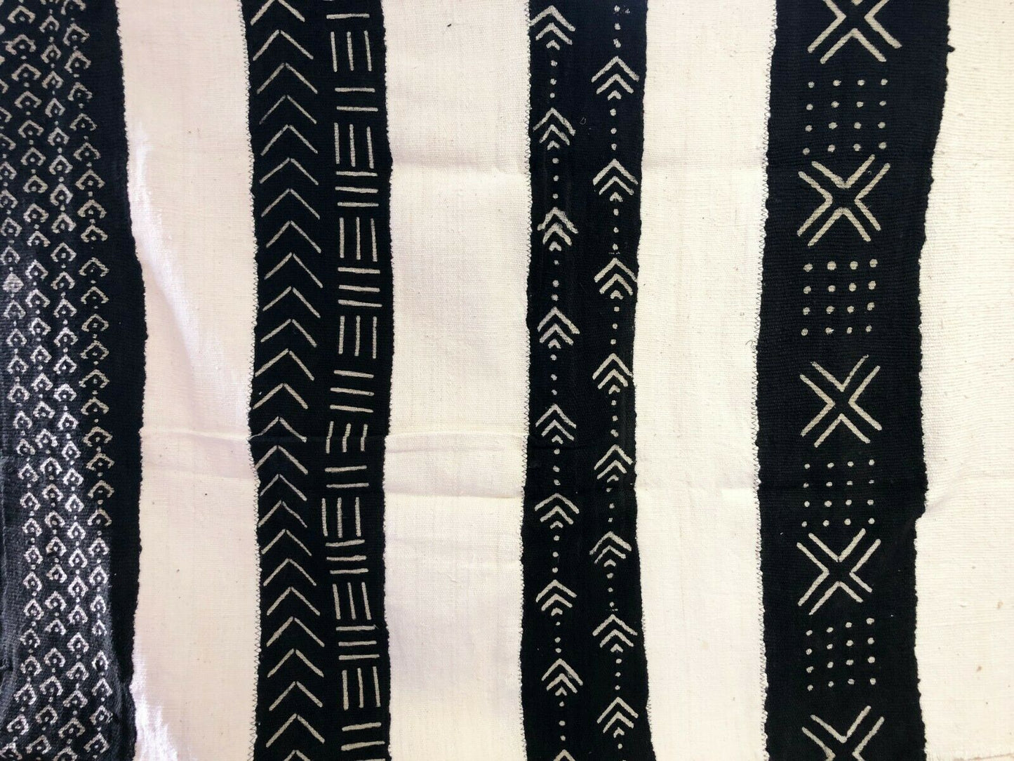 African Black and White Mud Cloth Textile Mali 40" by 60" #294