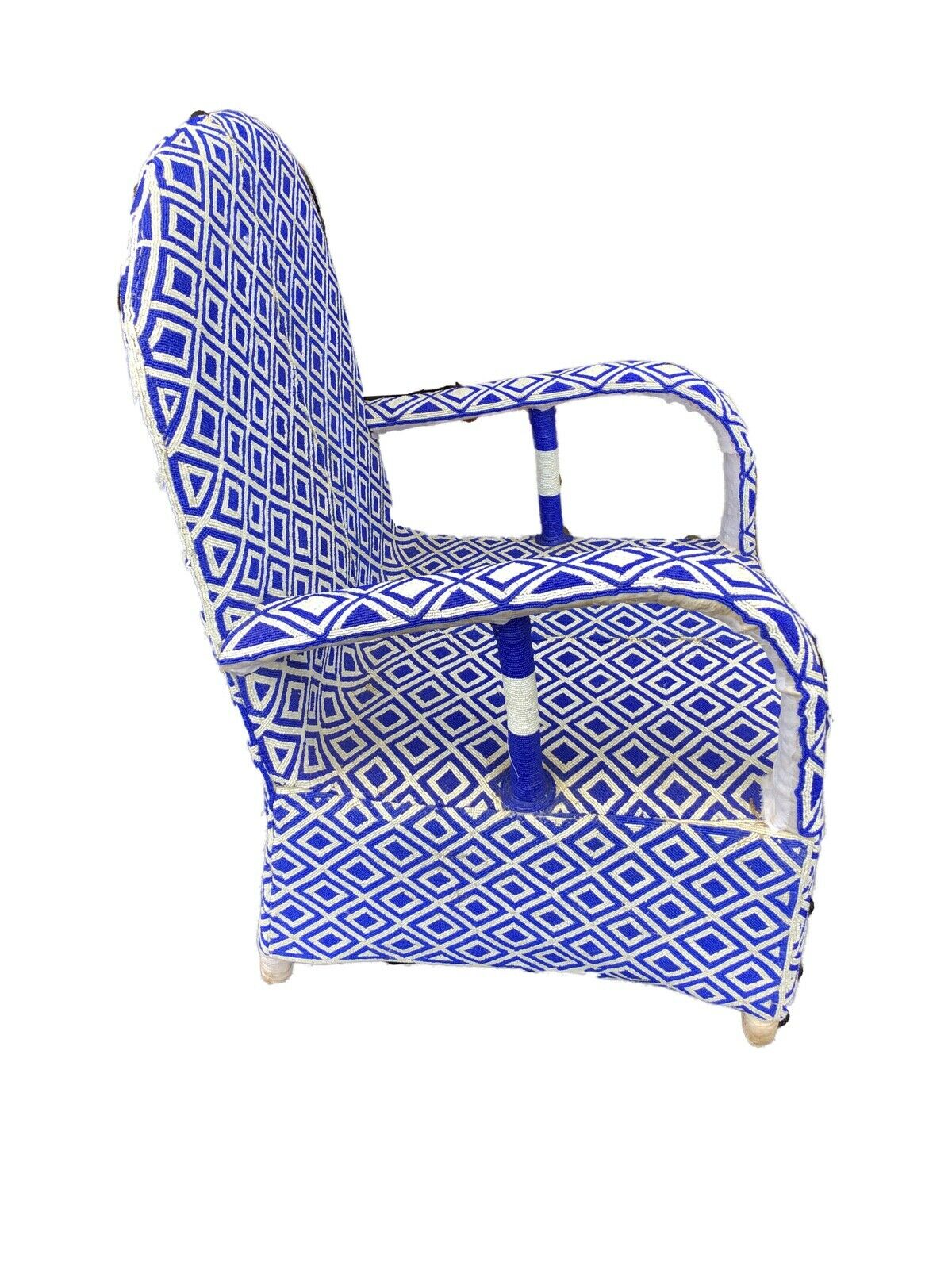 #2189 African Nigerian LG Yoruba Glass Beaded Chair #2189
