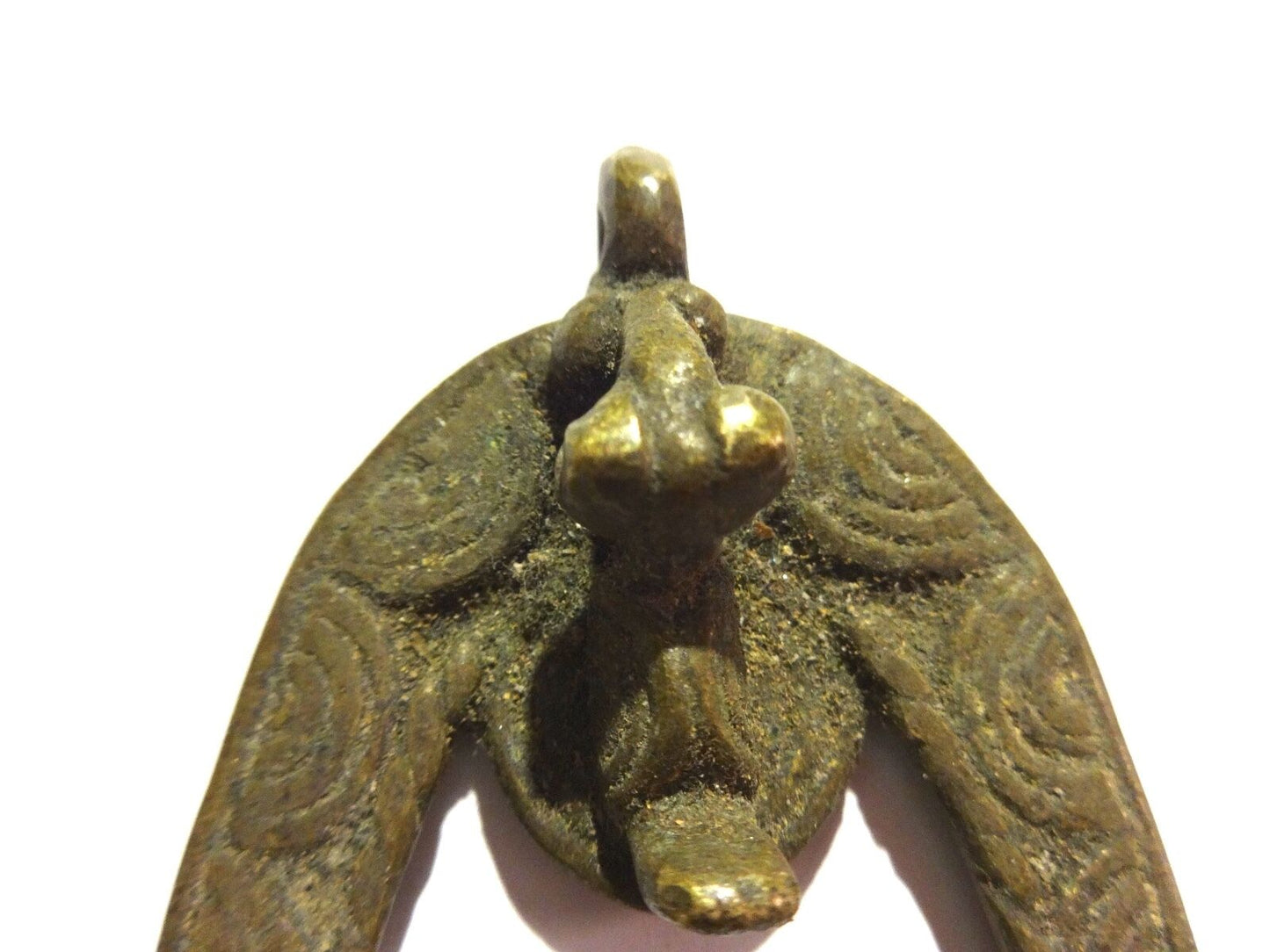 #2131 Superb Gan Bronze Amulet Pendant of Ornate Bird Burkina Faso 2.5" H