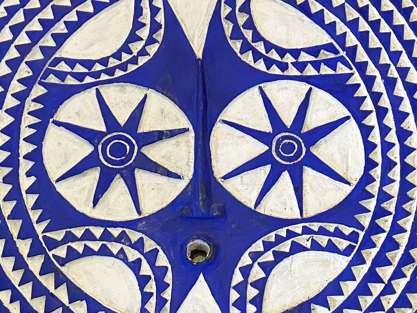 #894 Lg Bwa Sun Mask Blue and White Burkina Faso 28.5" H African Art