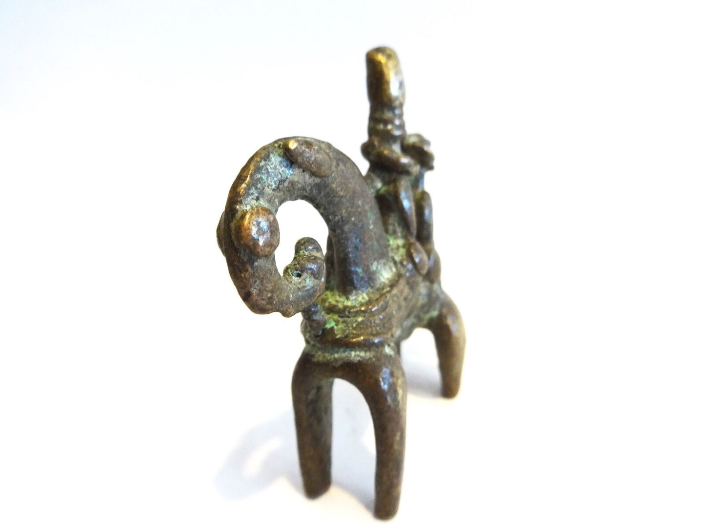 #996 African Dogon Bronze Horseman Gold Weight Mali 2" H