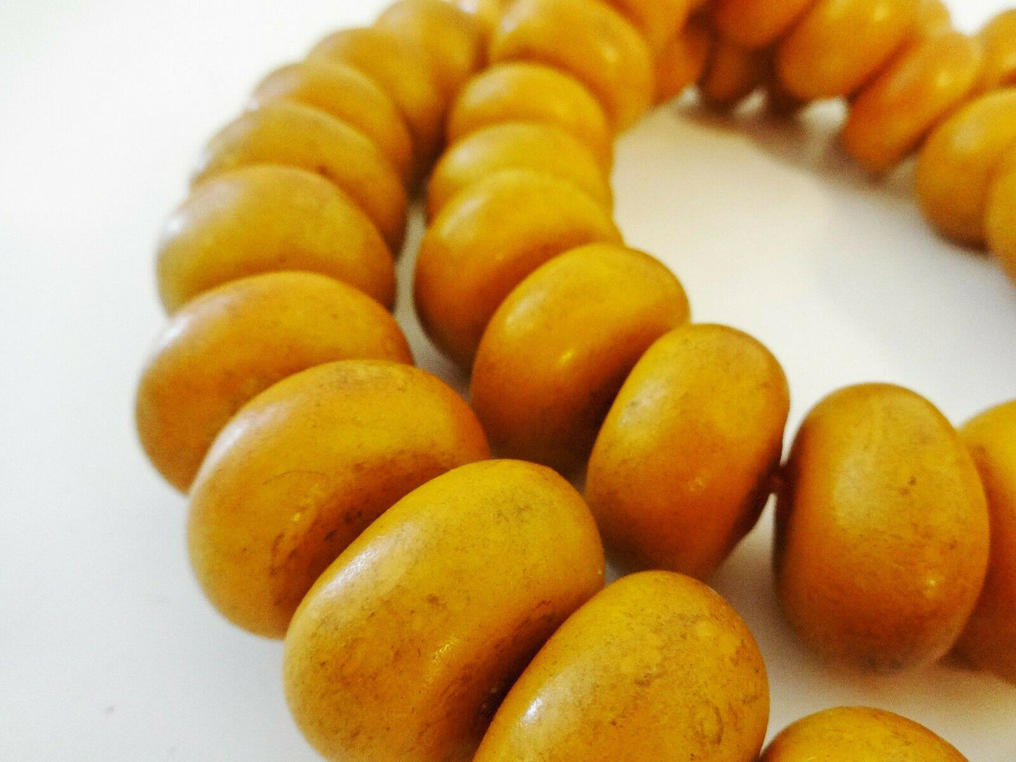 Superb Vintage African Simulated Amber Necklace w/50 trade beads