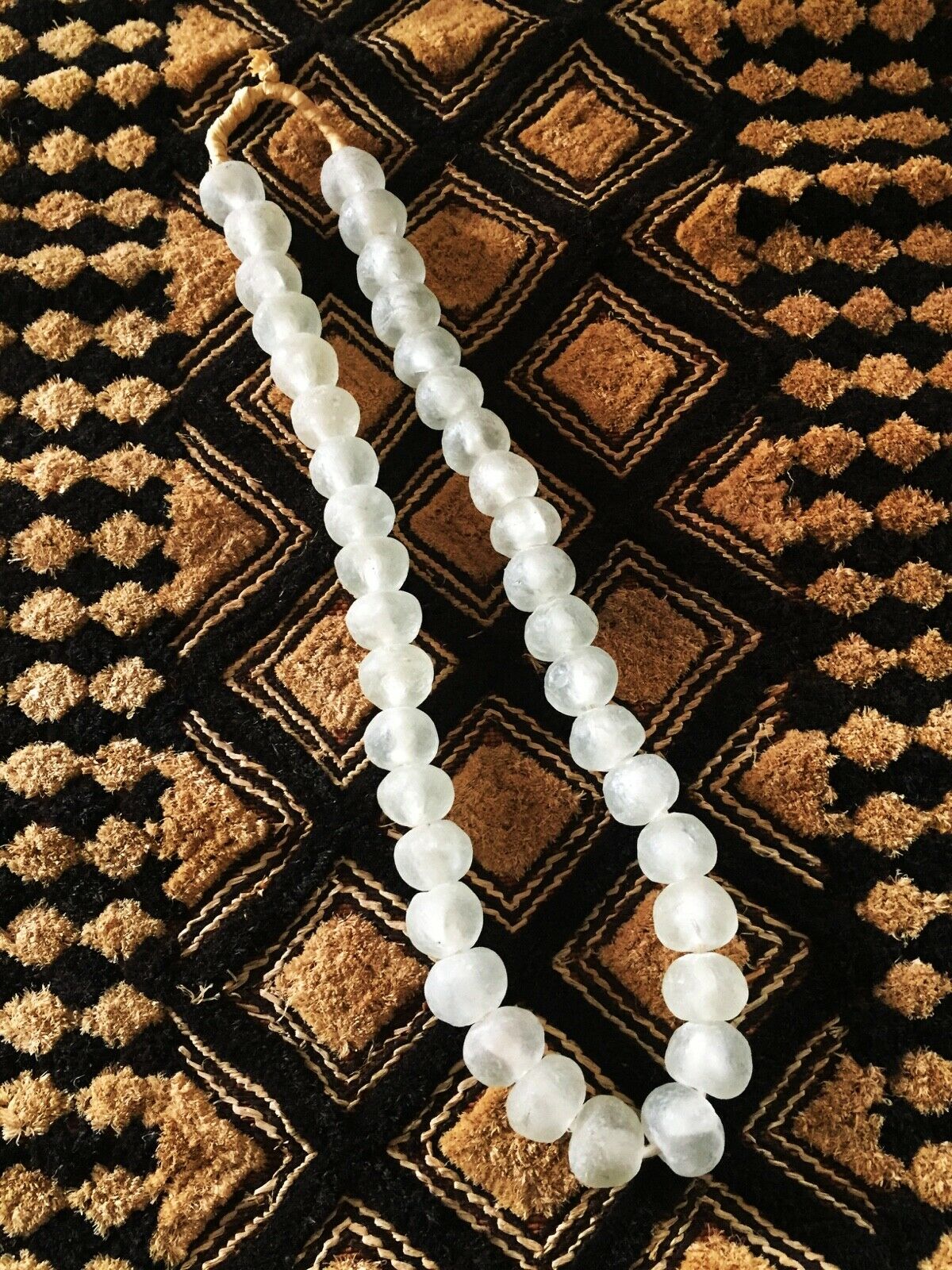 #587 African Jumbo GlassTrading Beads Necklace