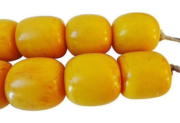 #ok117 FABULOUS RARE LARGE  African AMBAR / AMBER YELLOW  25 beads 1" 1/2