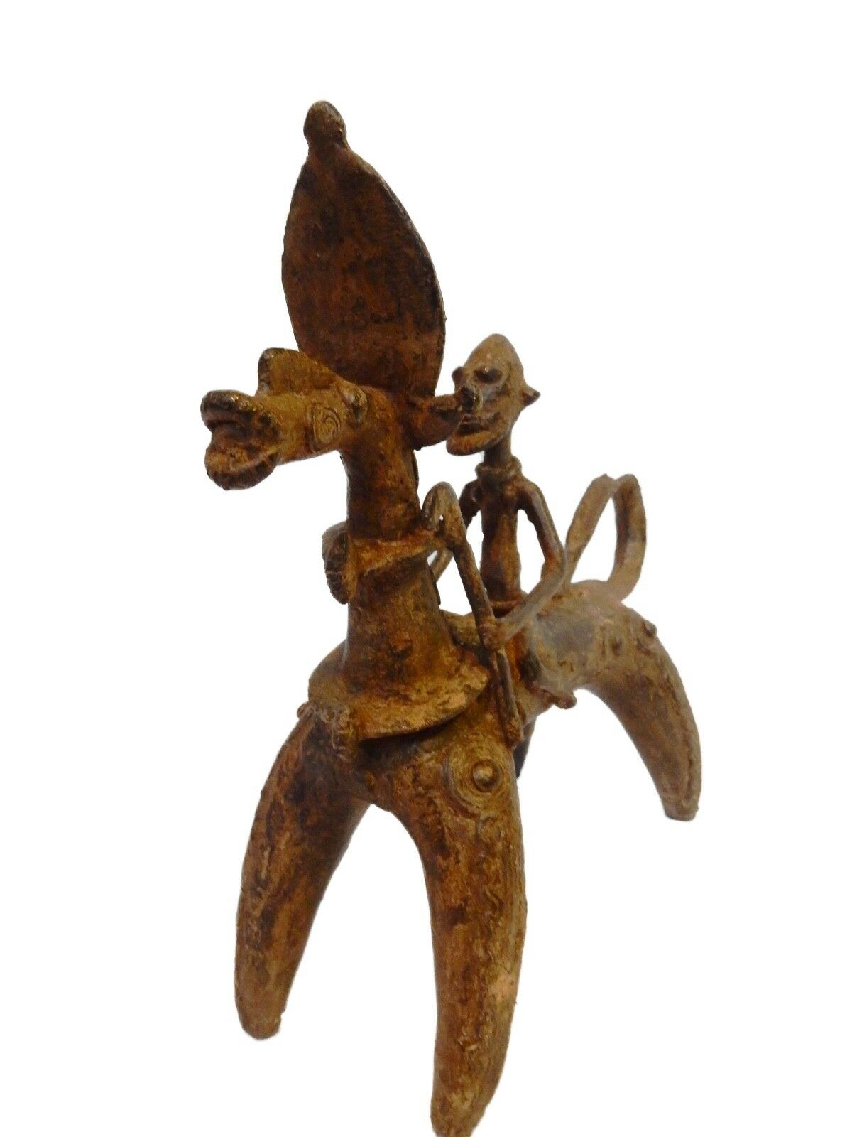 #HOR119  Superb African Dogon Bronze Horseman  11" H by 11.5"W