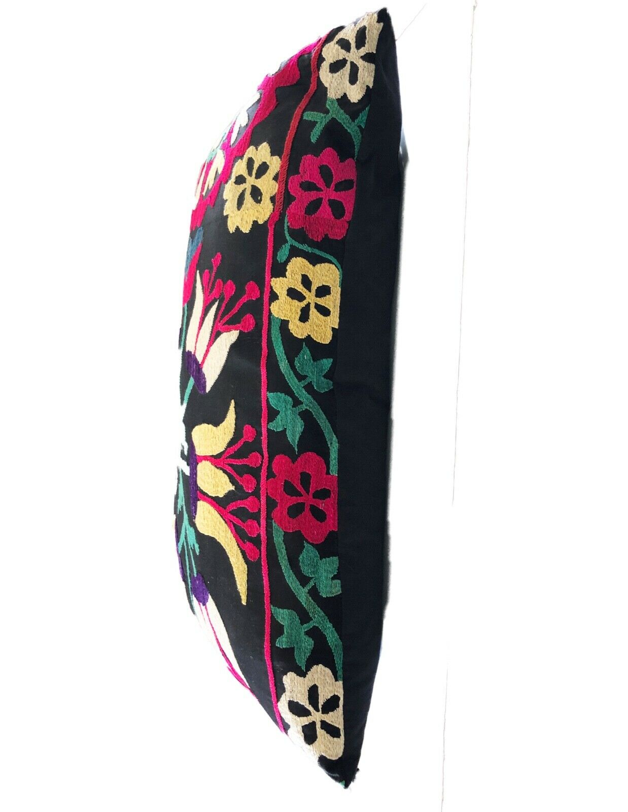 #279 Stunning Old Uzbeck Suzani Lg Lumbar Pillow 25.5" by 18"