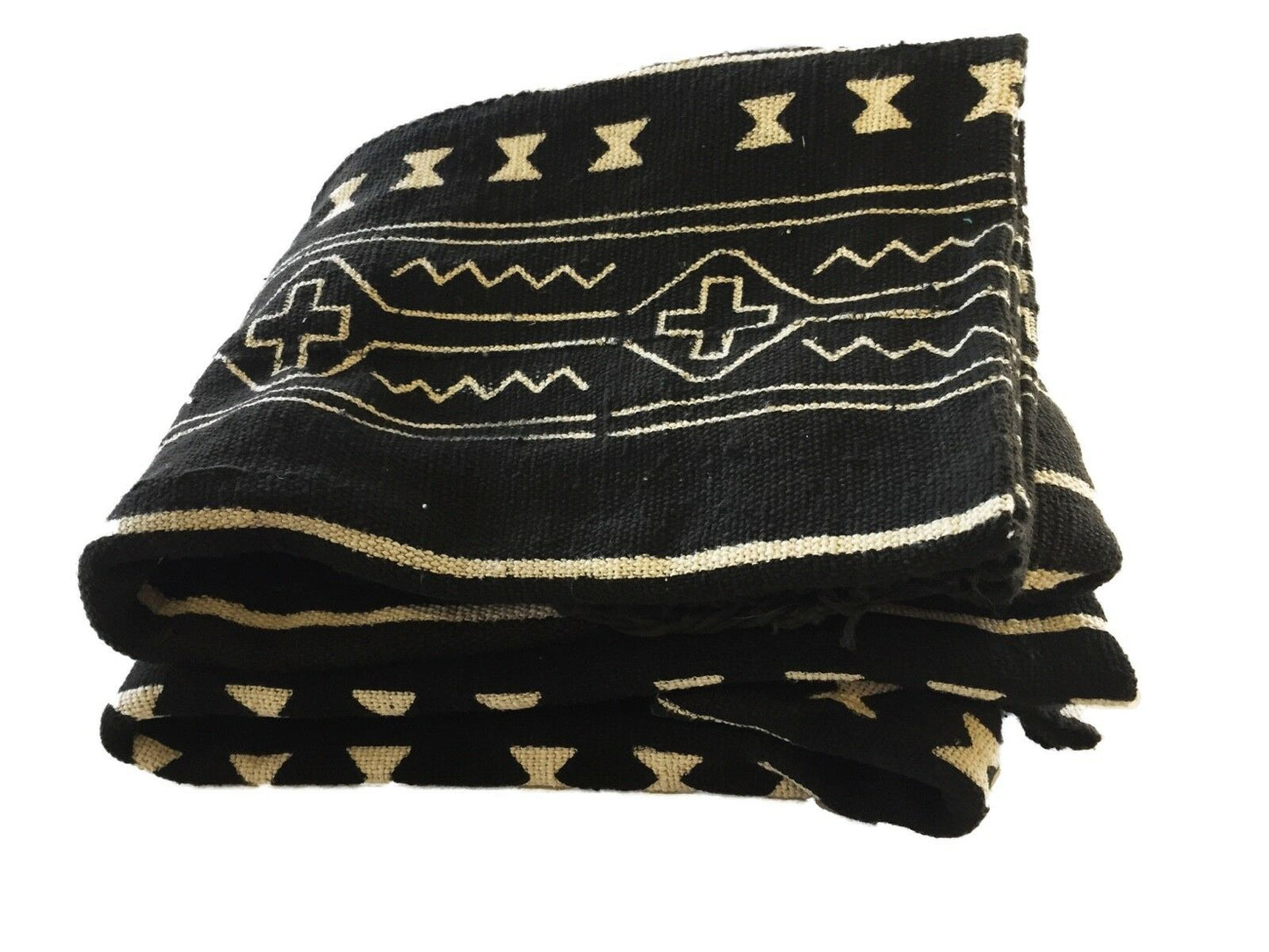 African Mali Black and White Mud Cloth Textile / PAIR 64" by 45.5" Pair # 1839