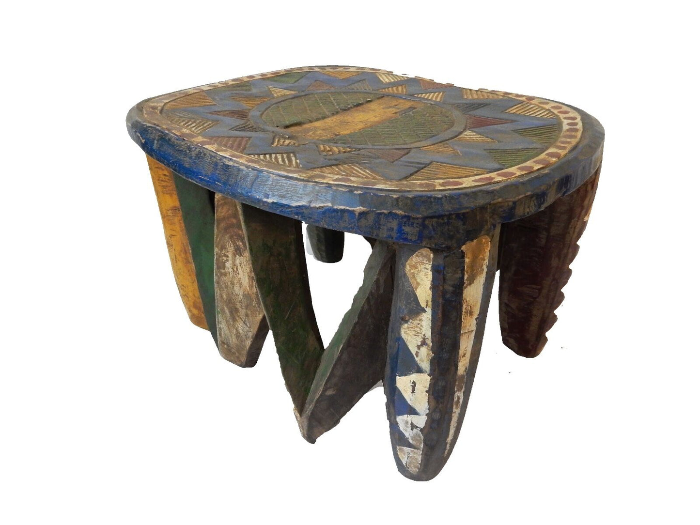 #1656 Vintage African Old Nupe Low Stool I Coast 10" h by 14" w