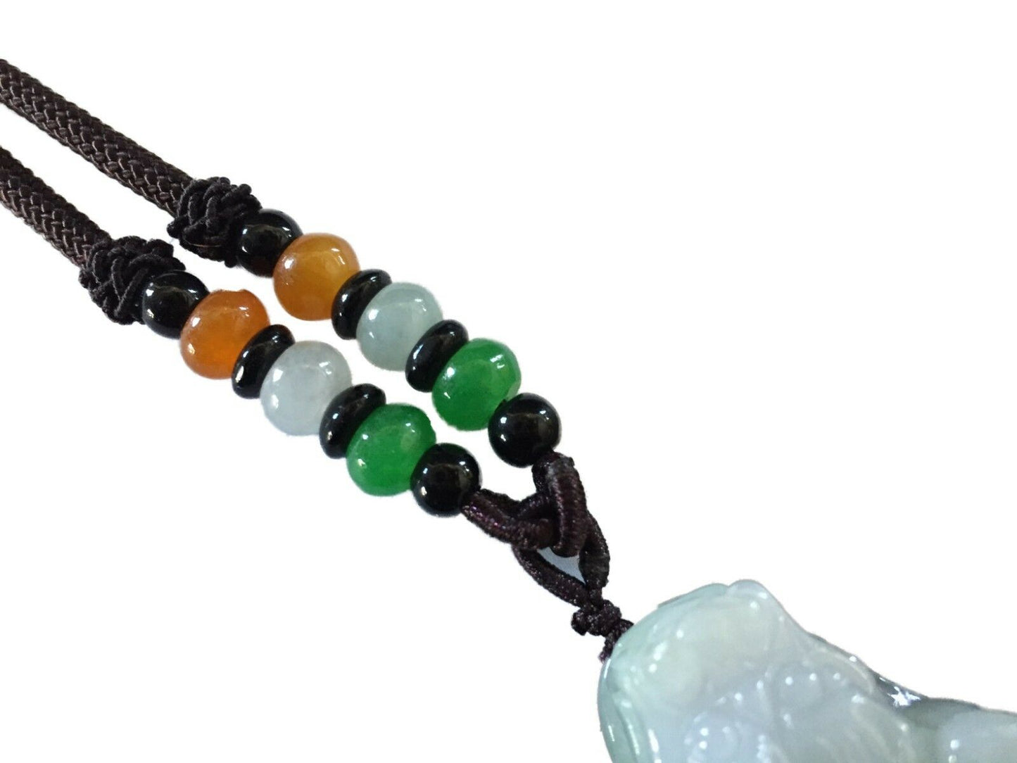 #1799 Jadeite Jade Carved PIXIU Wealth Figure Necklace