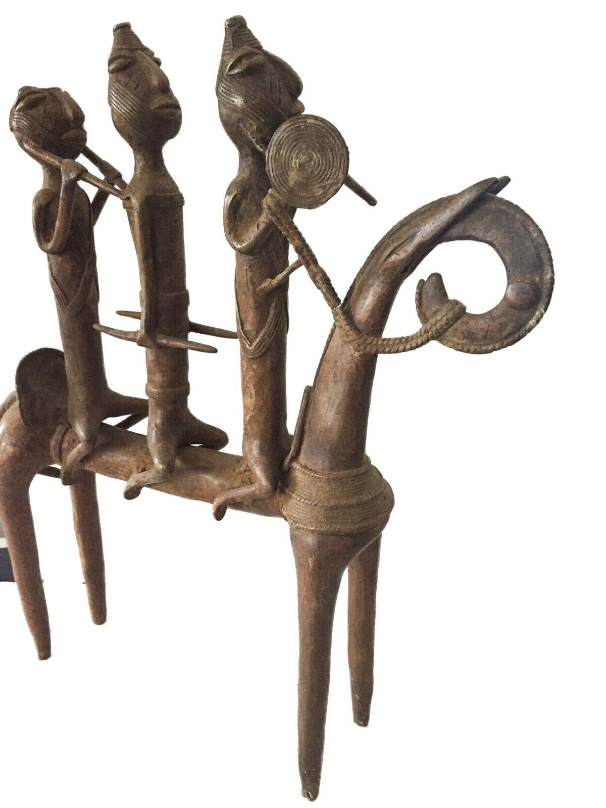 #1996 LG African Dogon Bronze Horse W/Companions 21.5" H by 18"W
