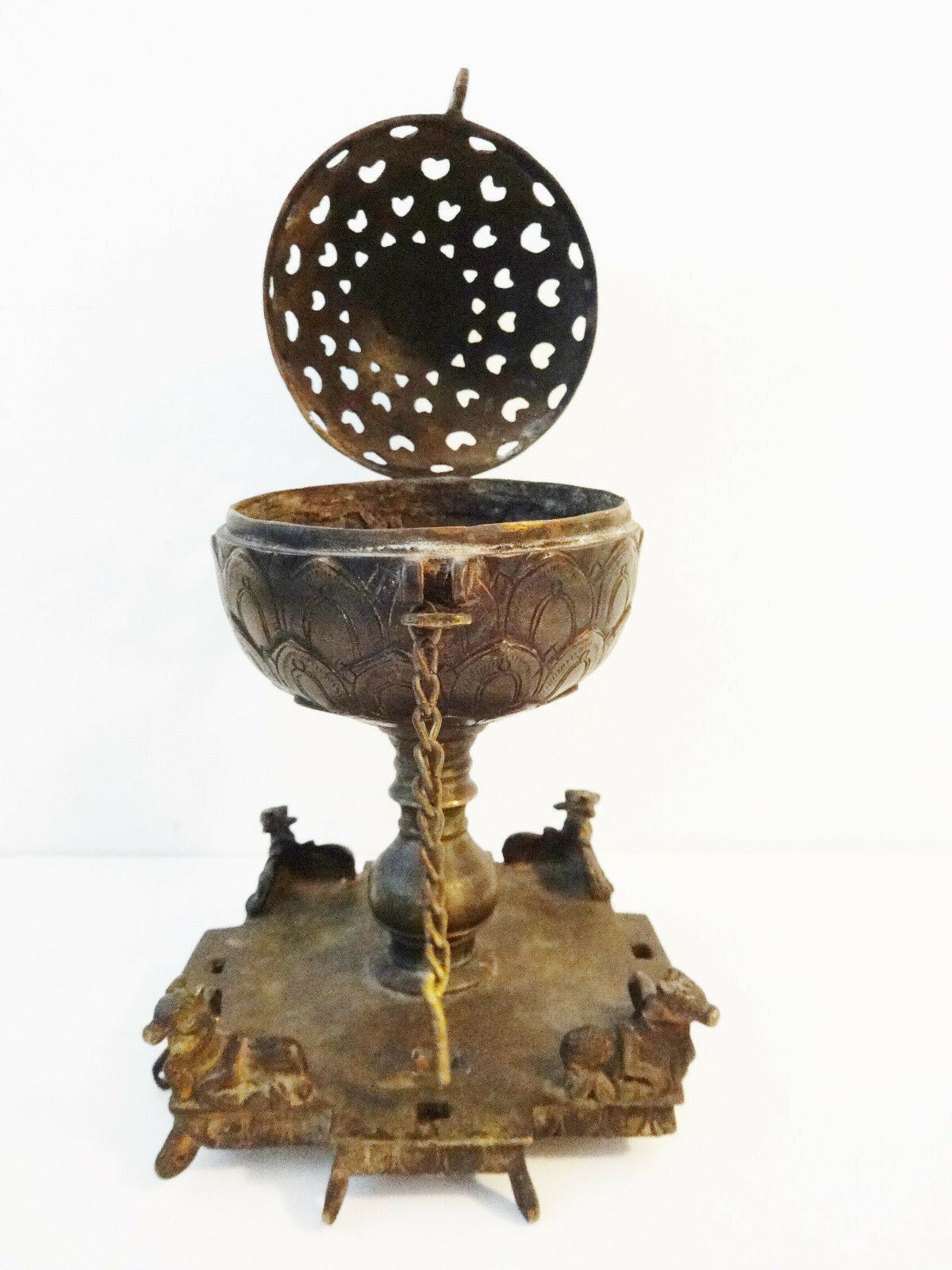 #989 Superb Rare 19th C Bronze Incense Burner India