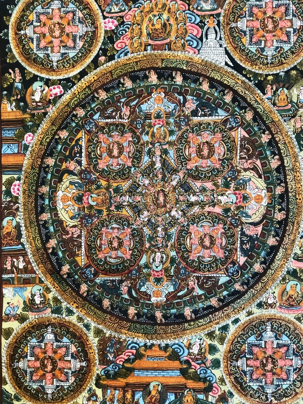 #366 1900's Museum Piece Tibet Sino Tibetan Hand Painted Buddhist Thangka 31" H