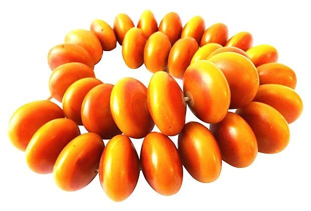 #591 Jumbo African Currency  32 Amber Beads Nigeria